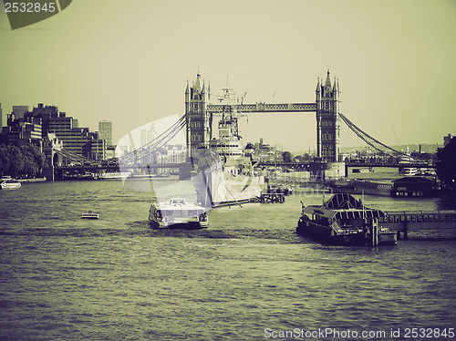 Image of Vintage sepia River Thames in London