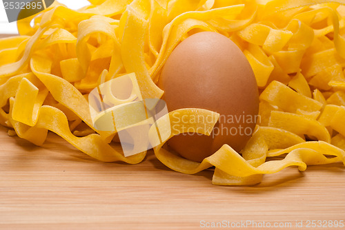 Image of homemade egg pasta on a cutting board