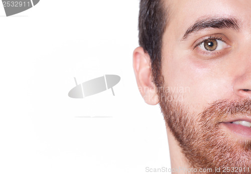 Image of handsome man half face close up