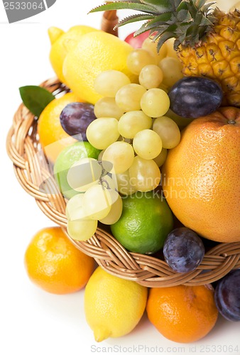 Image of Fresh fruit  in a wicker basket