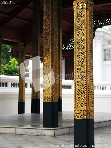 Image of Gold pillars at the Grand Palace in Bangkok, Thailand