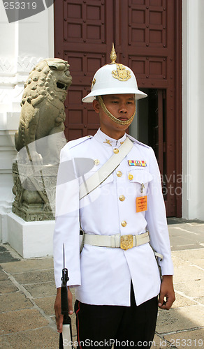 Image of Guard on duty at the Grand Palace, Bangkok, Thailand.