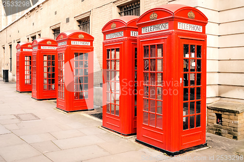 Image of red phone boxes London