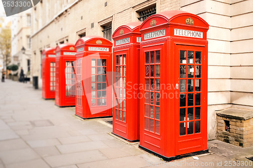 Image of red phone boxes London