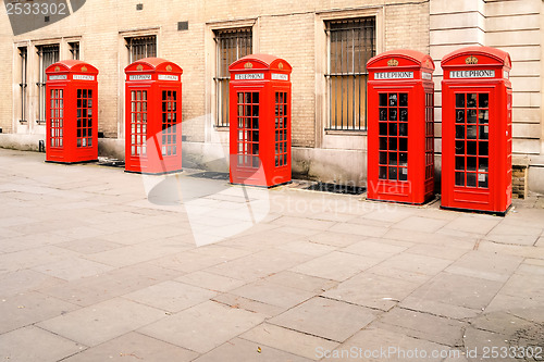 Image of red phone boxes London