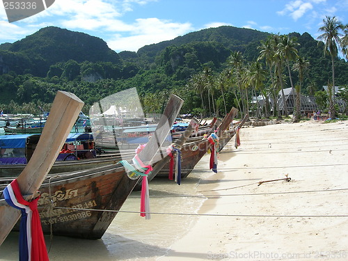 Image of Tourist boats at the beach,Phi Phi Island