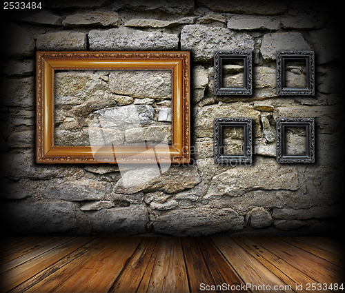 Image of vintage interior backdrop with frames