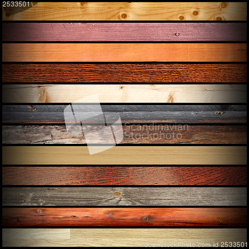 Image of collage with colorful different wood boards