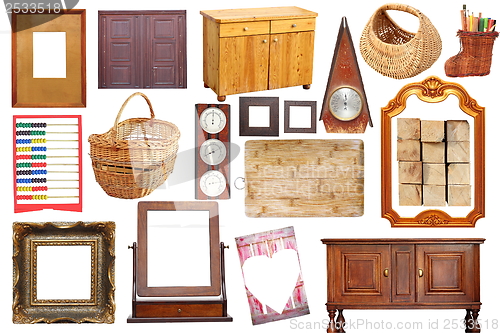 Image of collage with antique wood objects