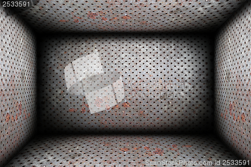 Image of interior backdrop of metallic circle mesh