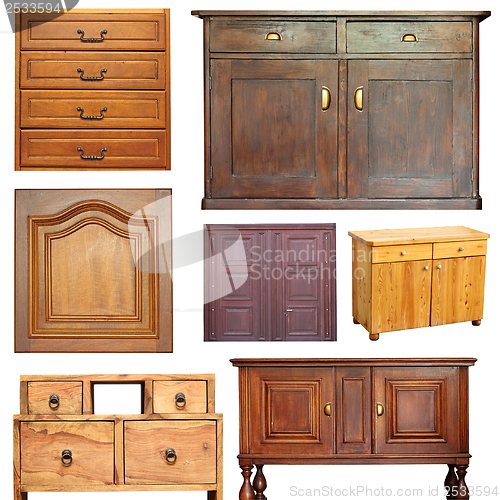 Image of old wooden furniture collection