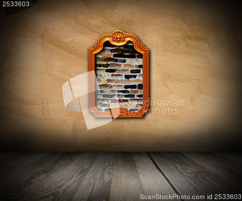 Image of old frame on vintage wall interior background