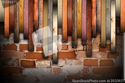 Image of colorful wooden floor installation