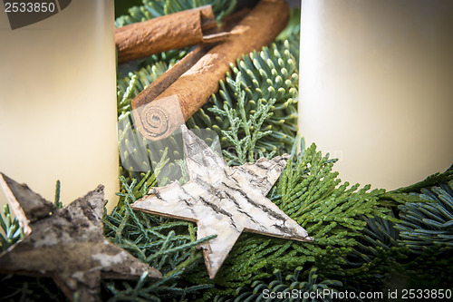 Image of Detail shot of advent wreath