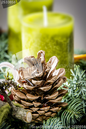 Image of Detail shot of advent wreath