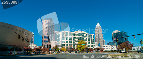 Image of charlotte city skyline autumn season