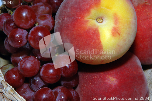 Image of grapes and peaches