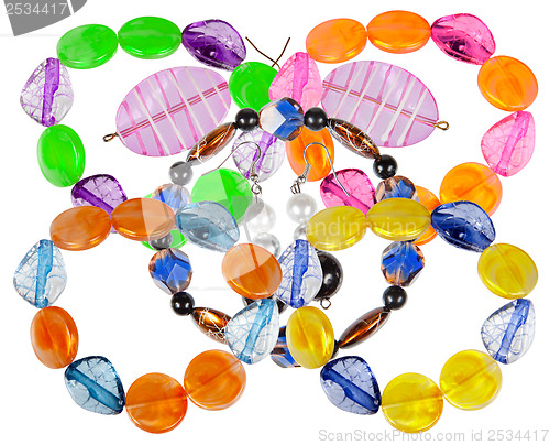 Image of Bracelets and earrings made of handmade glass. Collage
