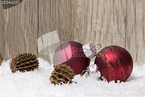 Image of christmas, christmas ornament red and brown