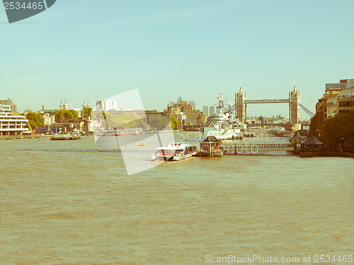 Image of Retro looking River Thames in London