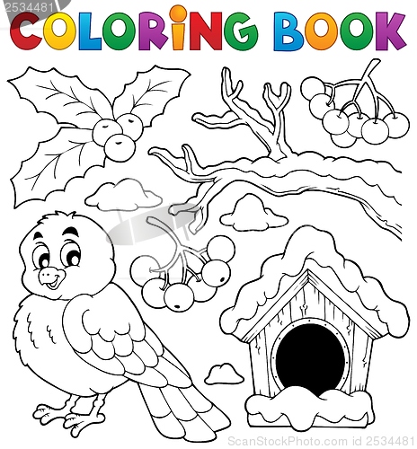 Image of Coloring book winter bird theme 1