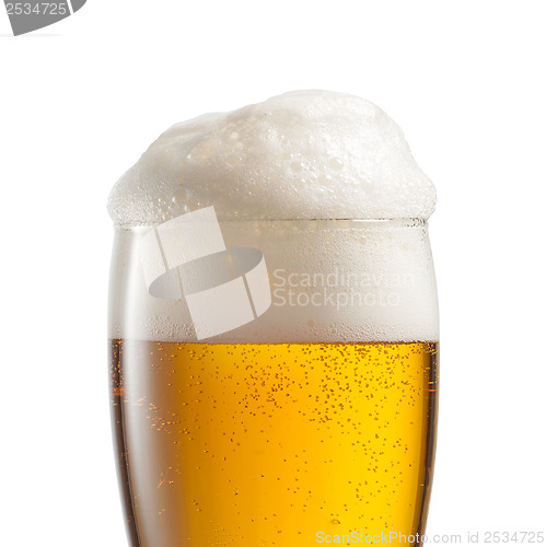 Image of Beer in glass isolated on white background