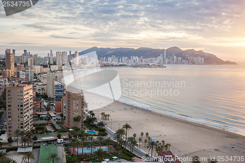 Image of Benidorm on sunrise, Costa Blanca, Spain