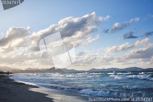 Image of Sunset on beach of Can Picafort, Mallorca, Balearic Islands, Spa
