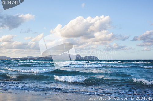 Image of Waves on beach of Can Picafort, Mallorca, Balearic Islands, Spai