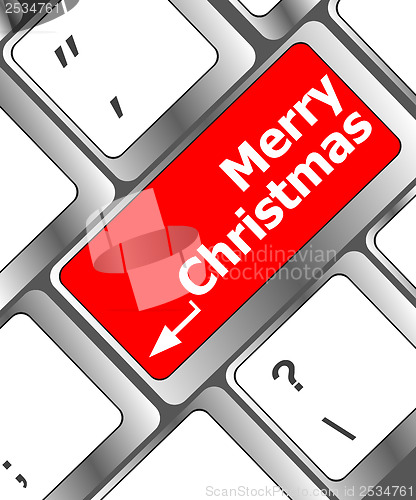 Image of merry christmas message, keyboard enter key button