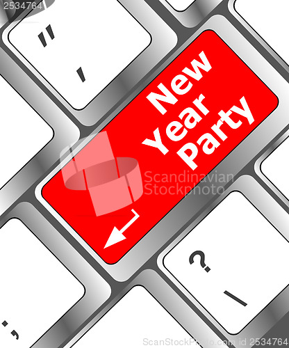Image of Computer keyboard key with new year party words