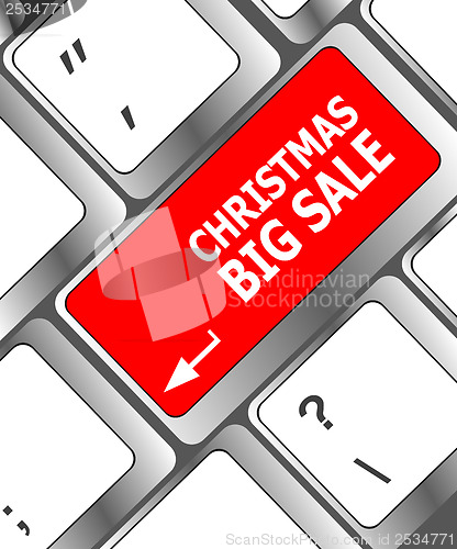 Image of christmas big sale on computer keyboard key button