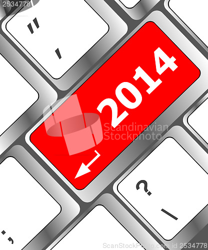 Image of New year concept: welcome 2014 key on the computer keyboard