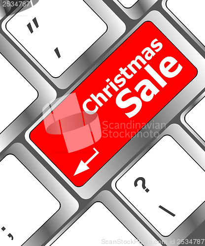 Image of christmas sale on computer keyboard key button