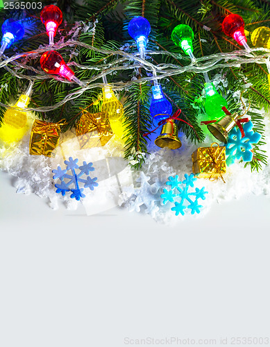 Image of Christmas garland with evergreen branches