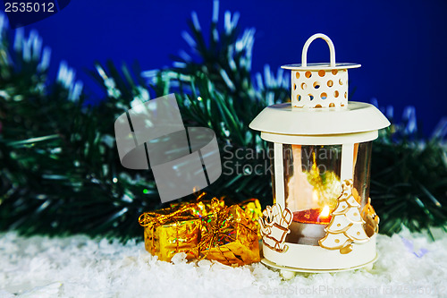 Image of Christmas lantern with the presents