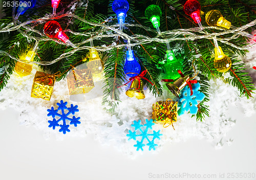 Image of Christmas garland with evergreen branches
