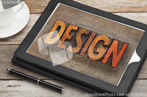 Image of design word on digital tablet