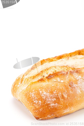 Image of fresh italian chiabatta bread isolated on white