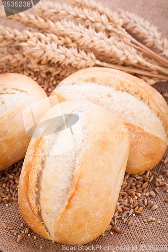 Image of tasty fresh baked bread bun baguette natural food 