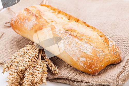 Image of fresh baked white ciabatta bread baguette objects