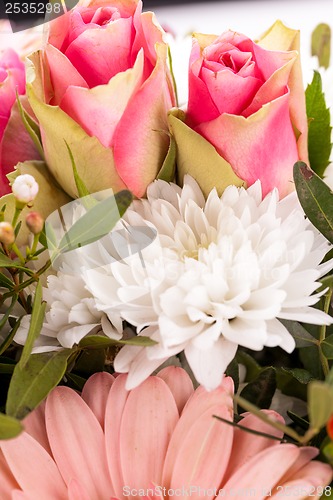 Image of Bouquet of fresh pink and white flowers