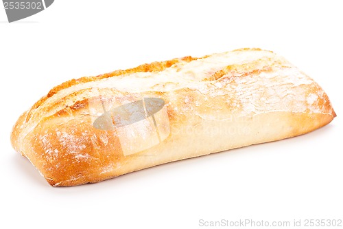 Image of fresh italian chiabatta bread isolated on white