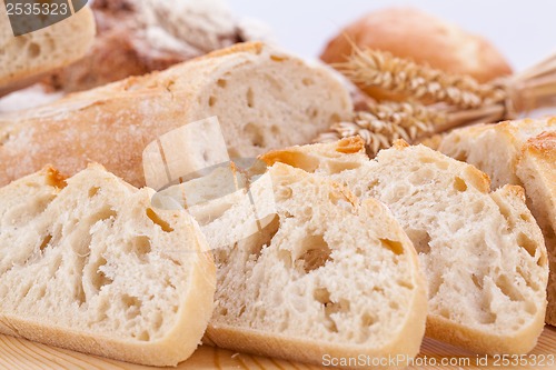 Image of fresh tasty mixed bread slice bakery loaf