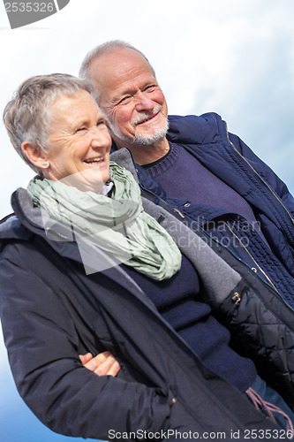 Image of happy senior couple elderly people together outdoor