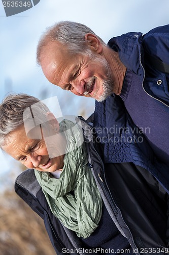 Image of happy senior couple elderly people together outdoor