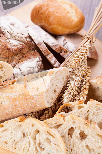 Image of fresh tasty mixed bread slice bakery loaf