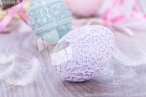 Image of beautiful easter egg decoration colorfull eggs seasonal pastel 