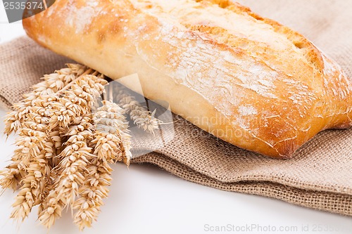 Image of fresh baked white ciabatta bread baguette objects