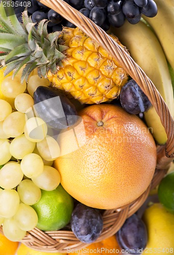 Image of Fresh fruit  in a wicker basket